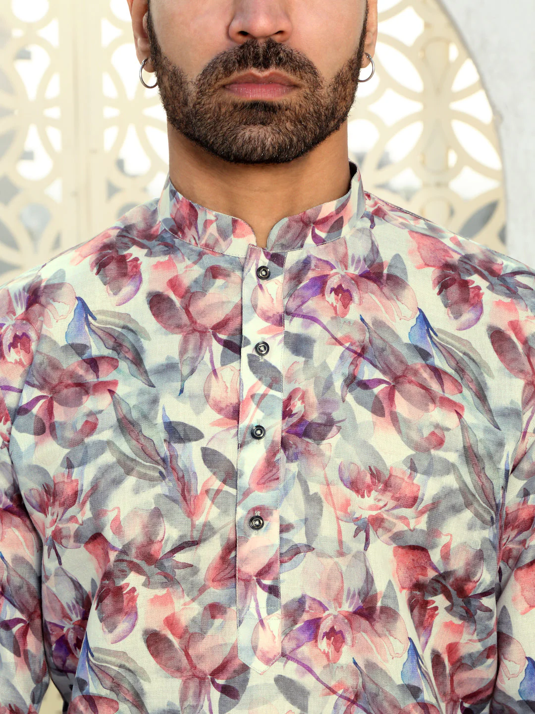 Cotton Leaf Printed Mandarin Collar Long Sleeves Kurta - Image 13