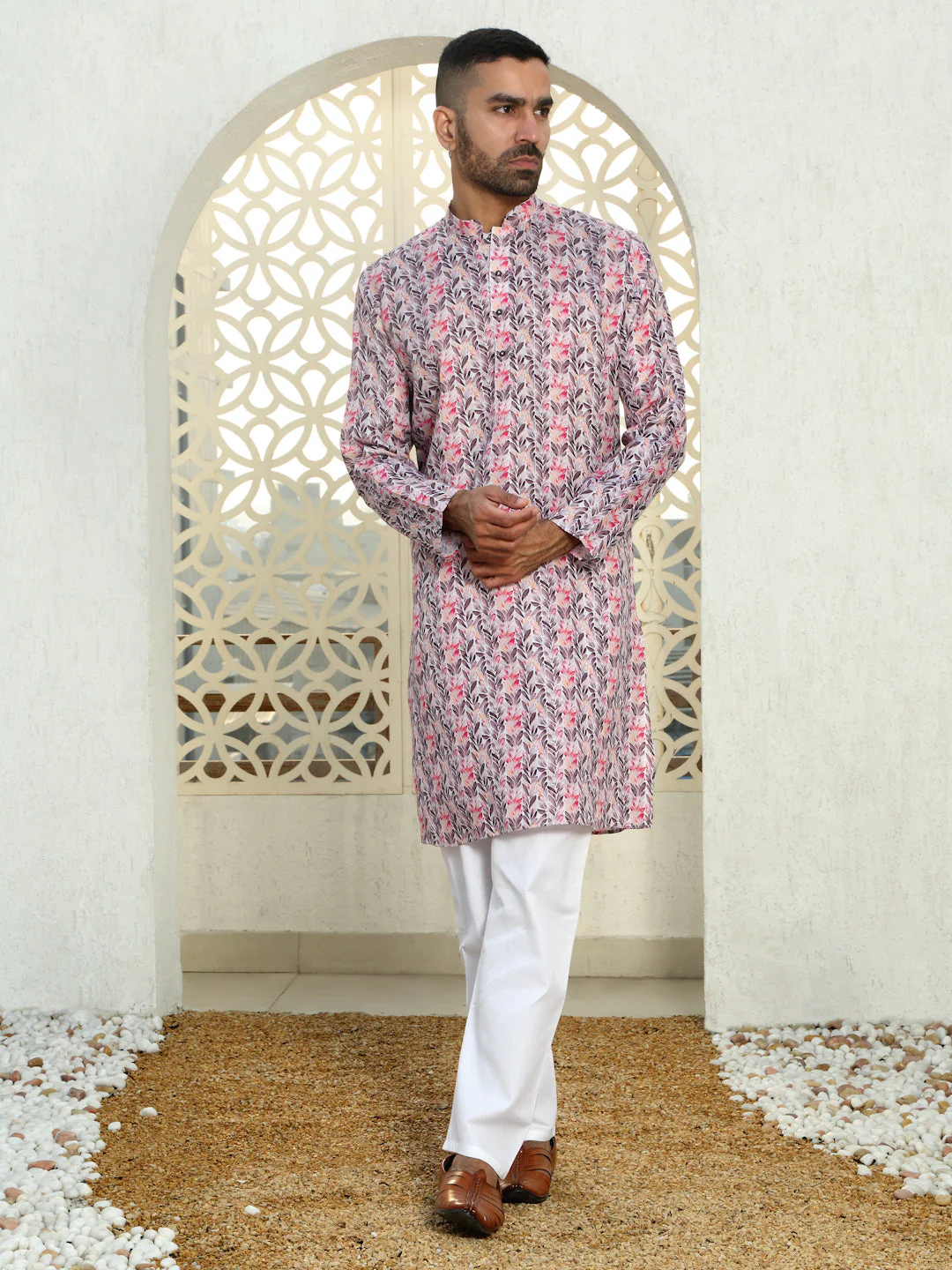 Cotton Leaf Printed Straight Kurta - Image 14