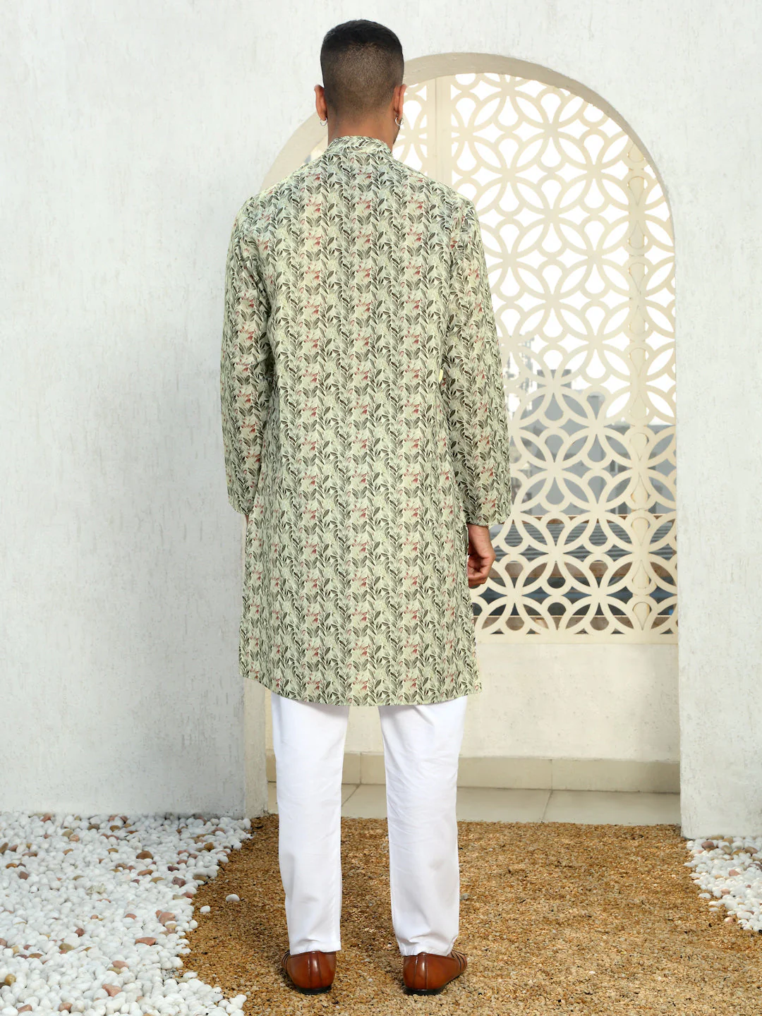 Cotton Leaf Printed Straight Kurta - Image 7