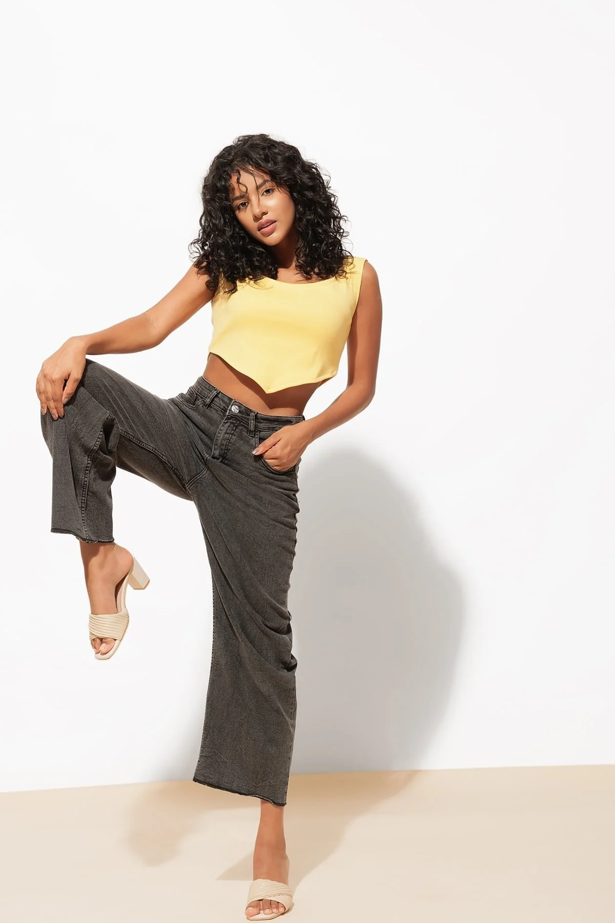 Cotton Ribbed Crop Top – Bright Yellow Summer Style - Image 5