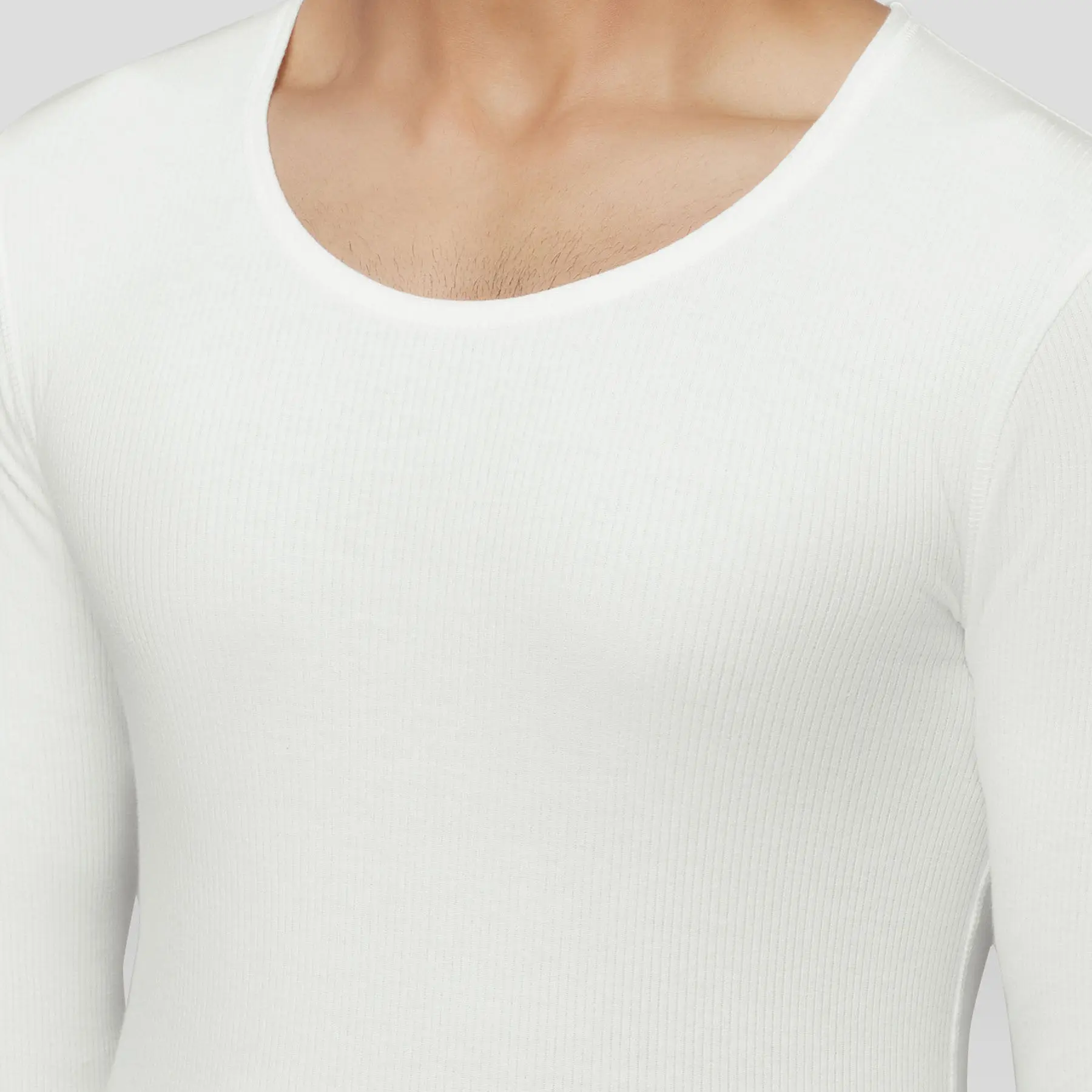 Cotton Rich Thermal Long Sleeve Vest Ivory White - Image 3