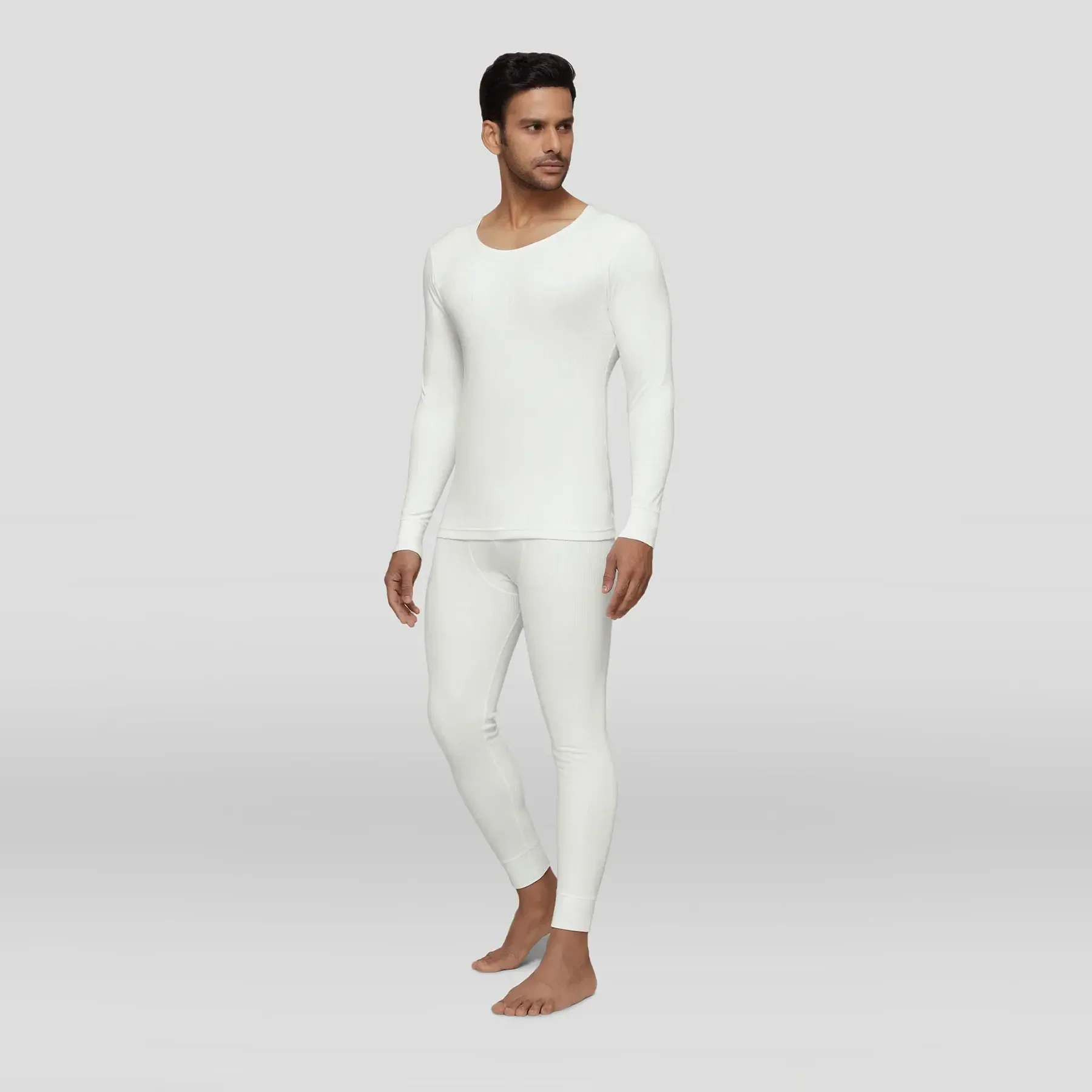 Cotton Rich Thermal Long Sleeve Vest Ivory White - Image 4