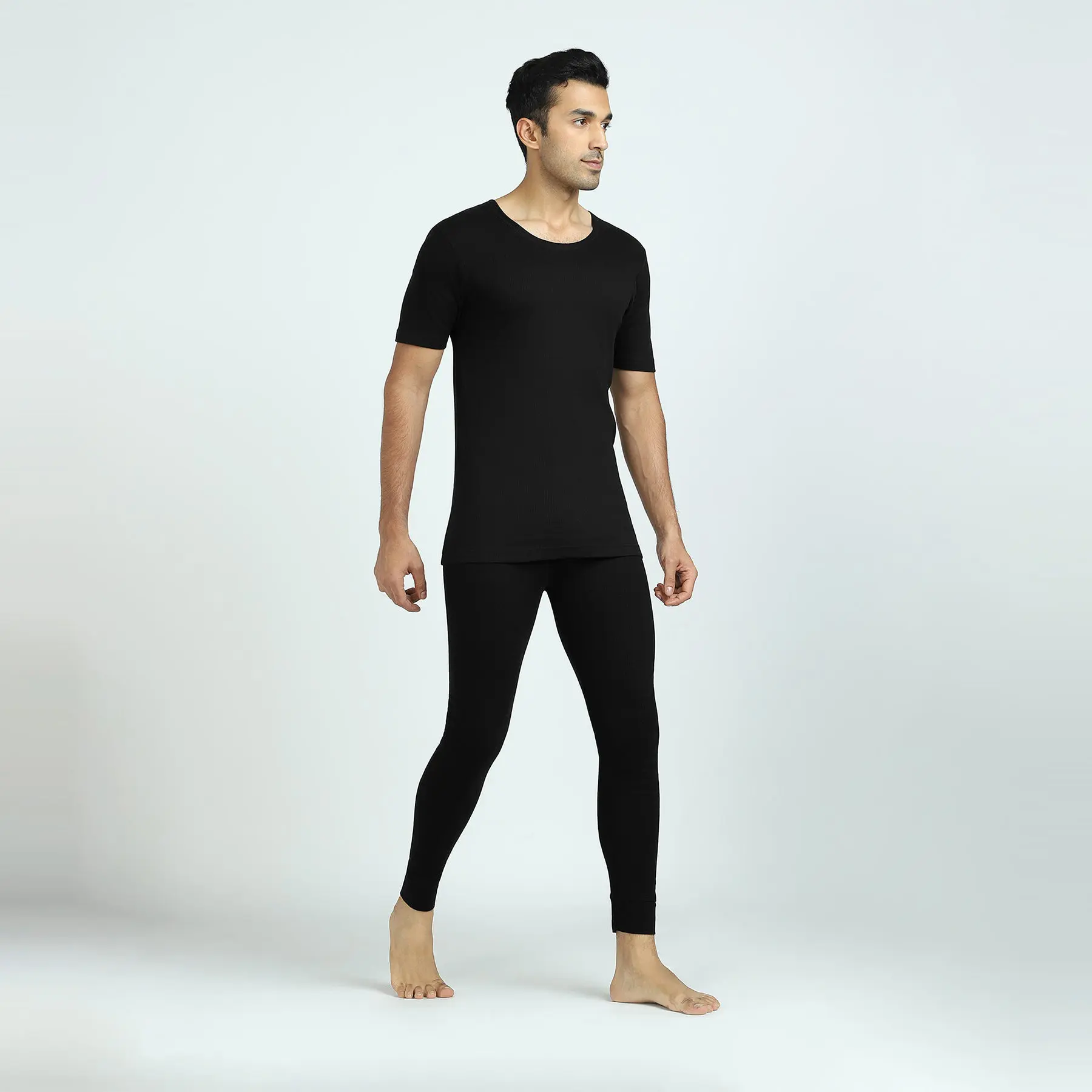 Cotton Rich Thermal Short Sleeve Vest Pitch Black - Image 2