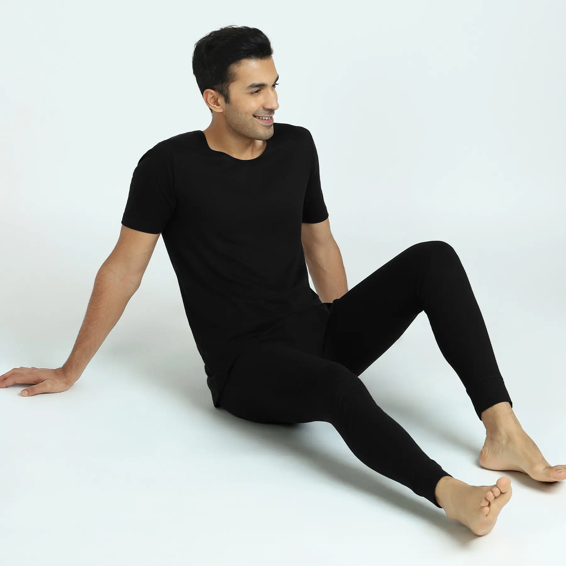 Cotton Rich Thermal Short Sleeve Vest Pitch Black - Image 4