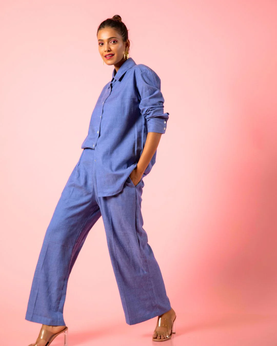 Cotton Two Piece Denim Blue Coord Set - Image 5