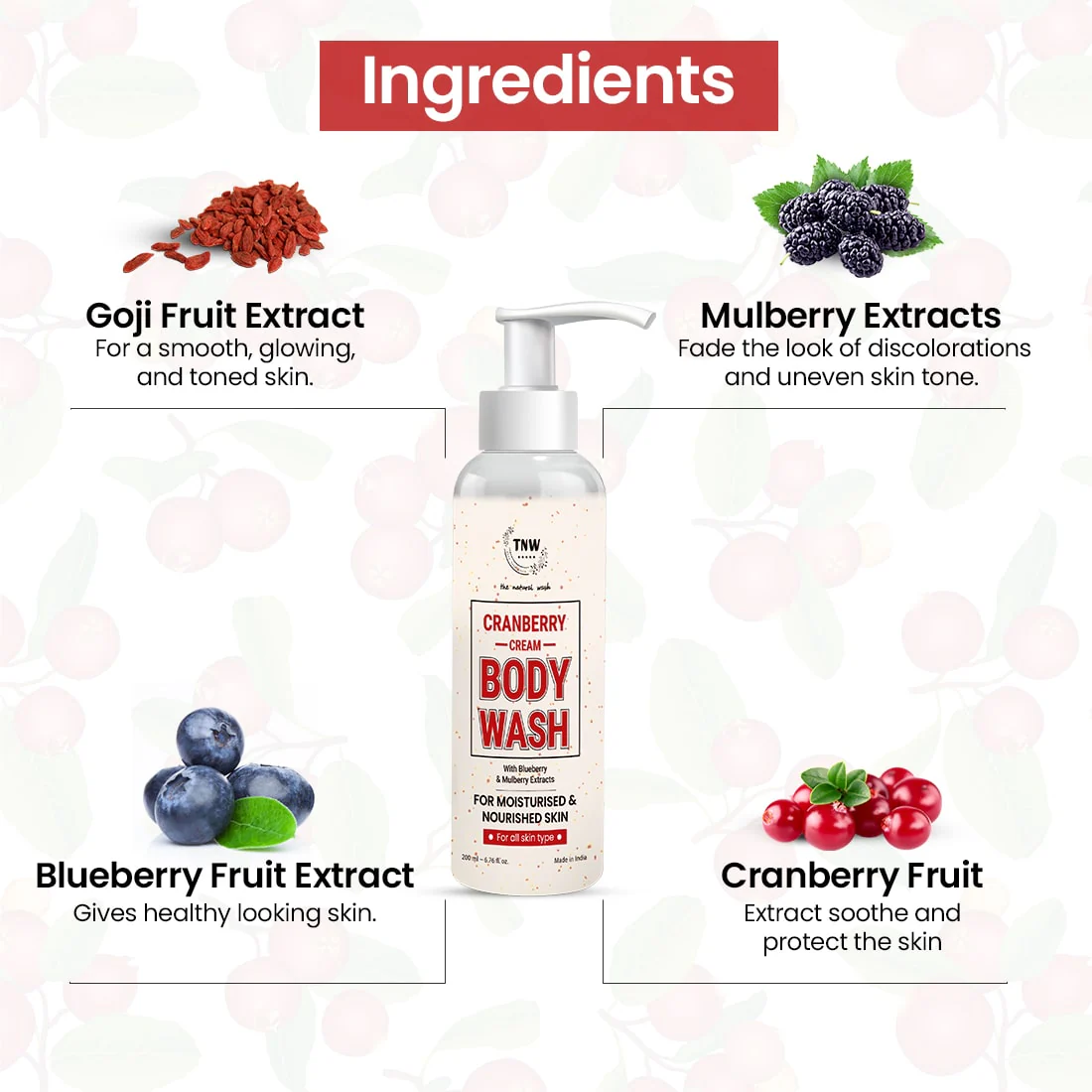 Cranberry Cream Body Wash For skin brightening & skin nourishment . - Image 2