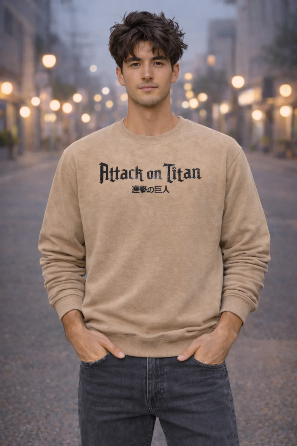 Crazybee <> Beige Attack of Titan SWEATSHIRT - Image 2