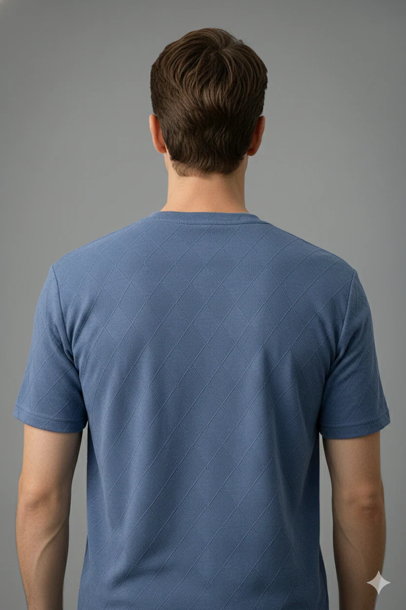 Crazybee T-shirt <> Diamond Texture_Blue - Image 3