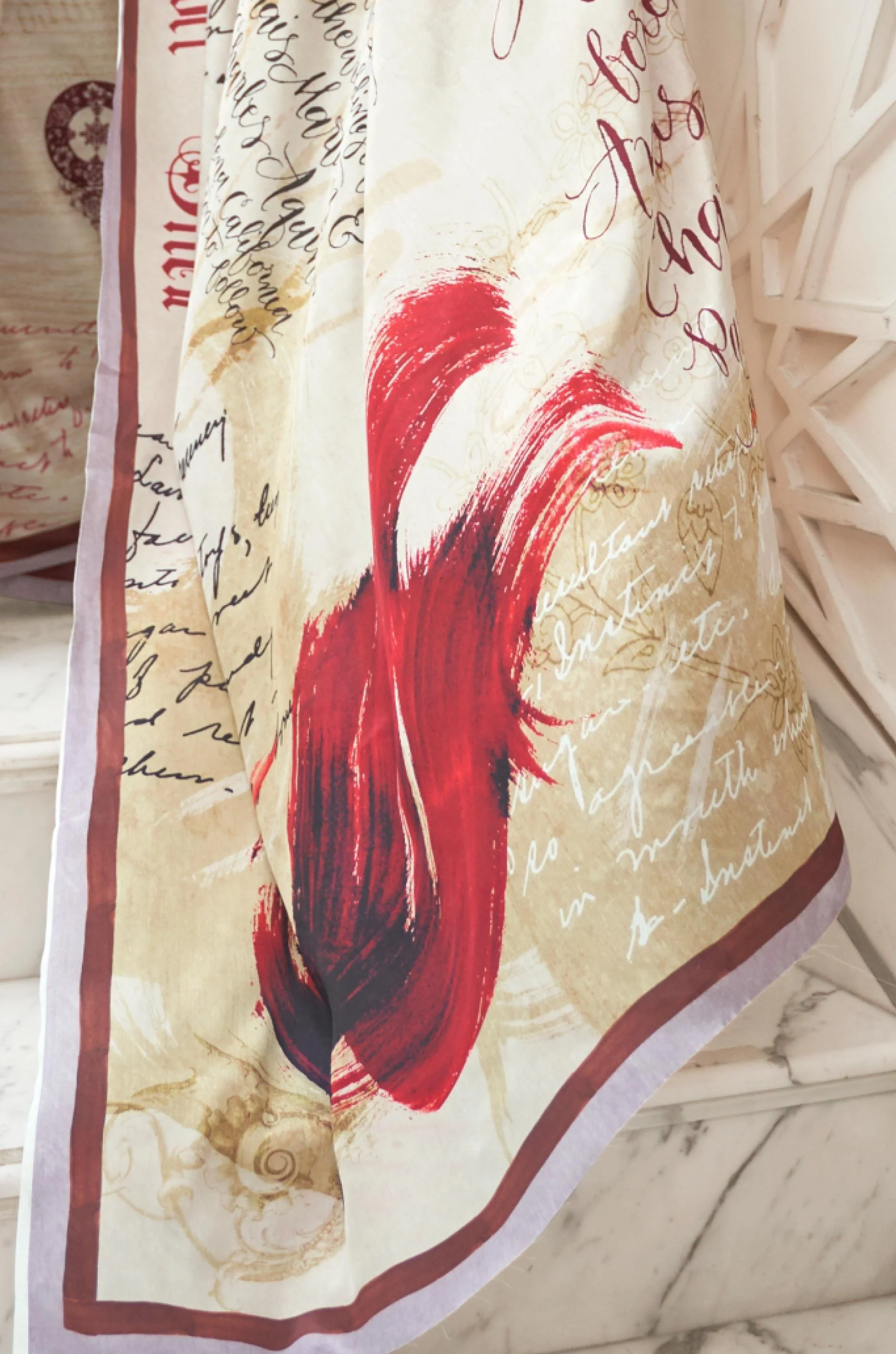 Cream Multicolour Satin Crepe Saree - Image 2