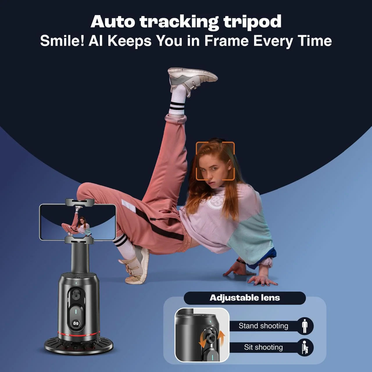 Create360: 360° Face Tracking Phone Holder with Auto Motion, Gesture Control & Remote for Vlogging, Streaming & Video Recording - Image 6