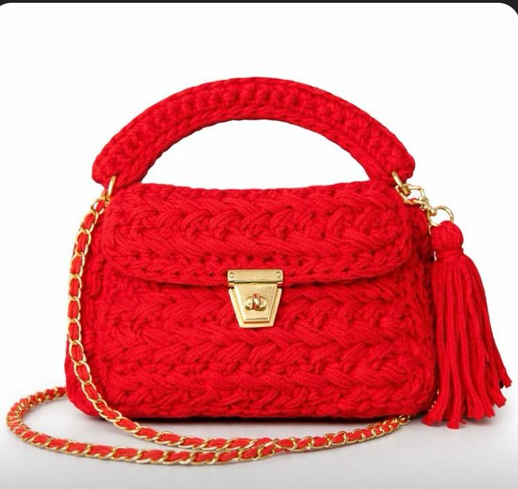 Crochet Handbag Red - Image 4