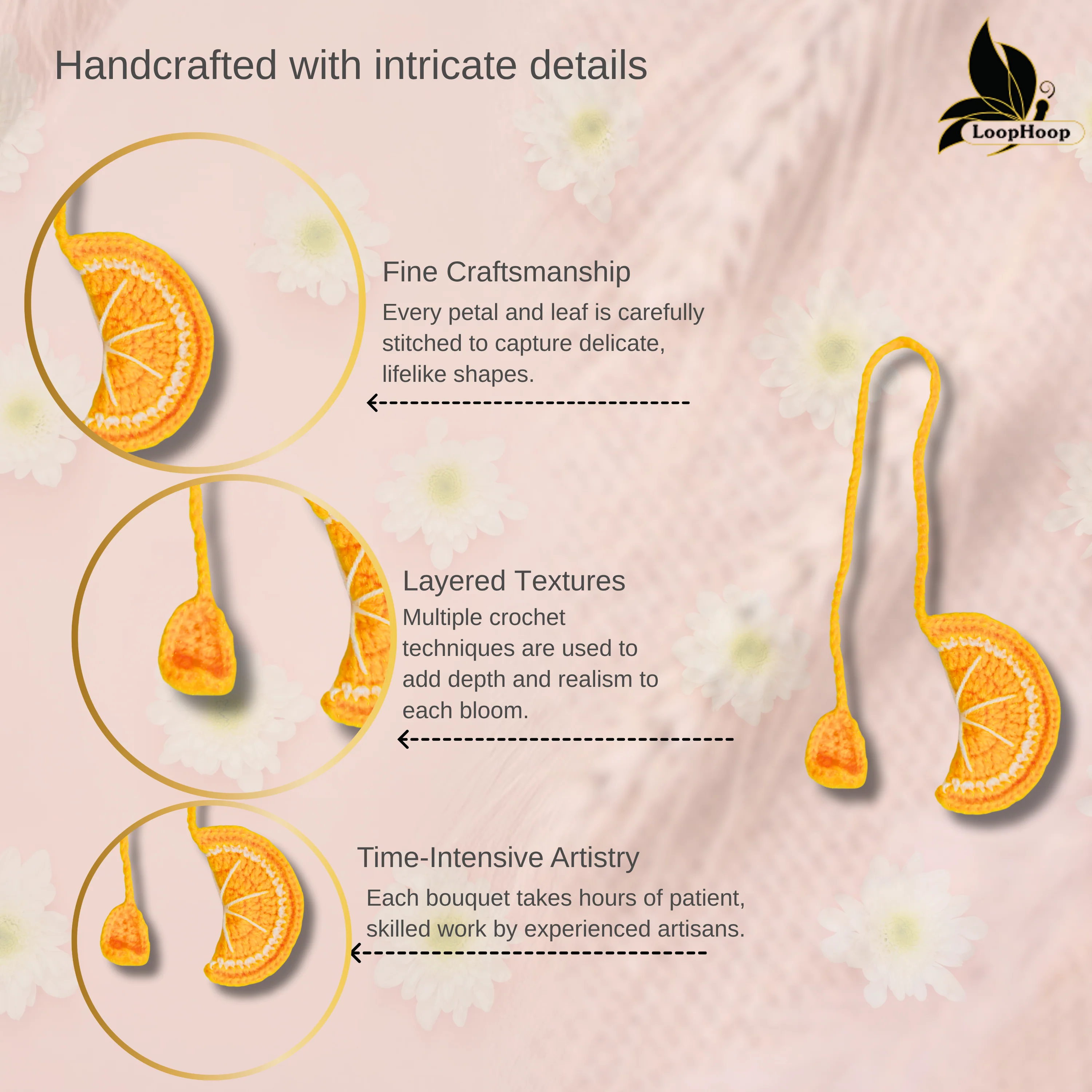 Crochet Handmade Lemon Bookmark (1 steam) - Image 3