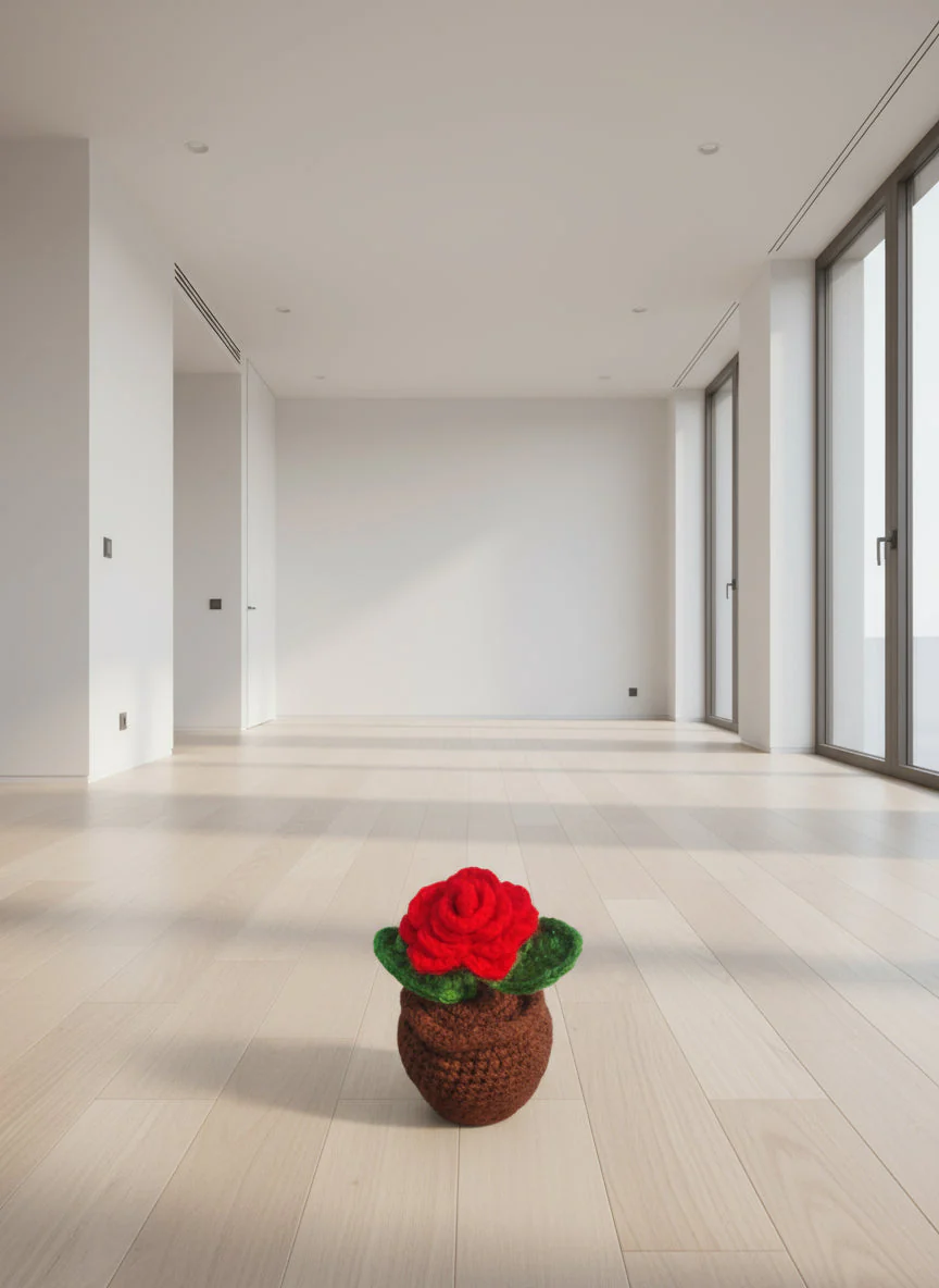 Crochet Handmade Red Rose Pot - Image 7