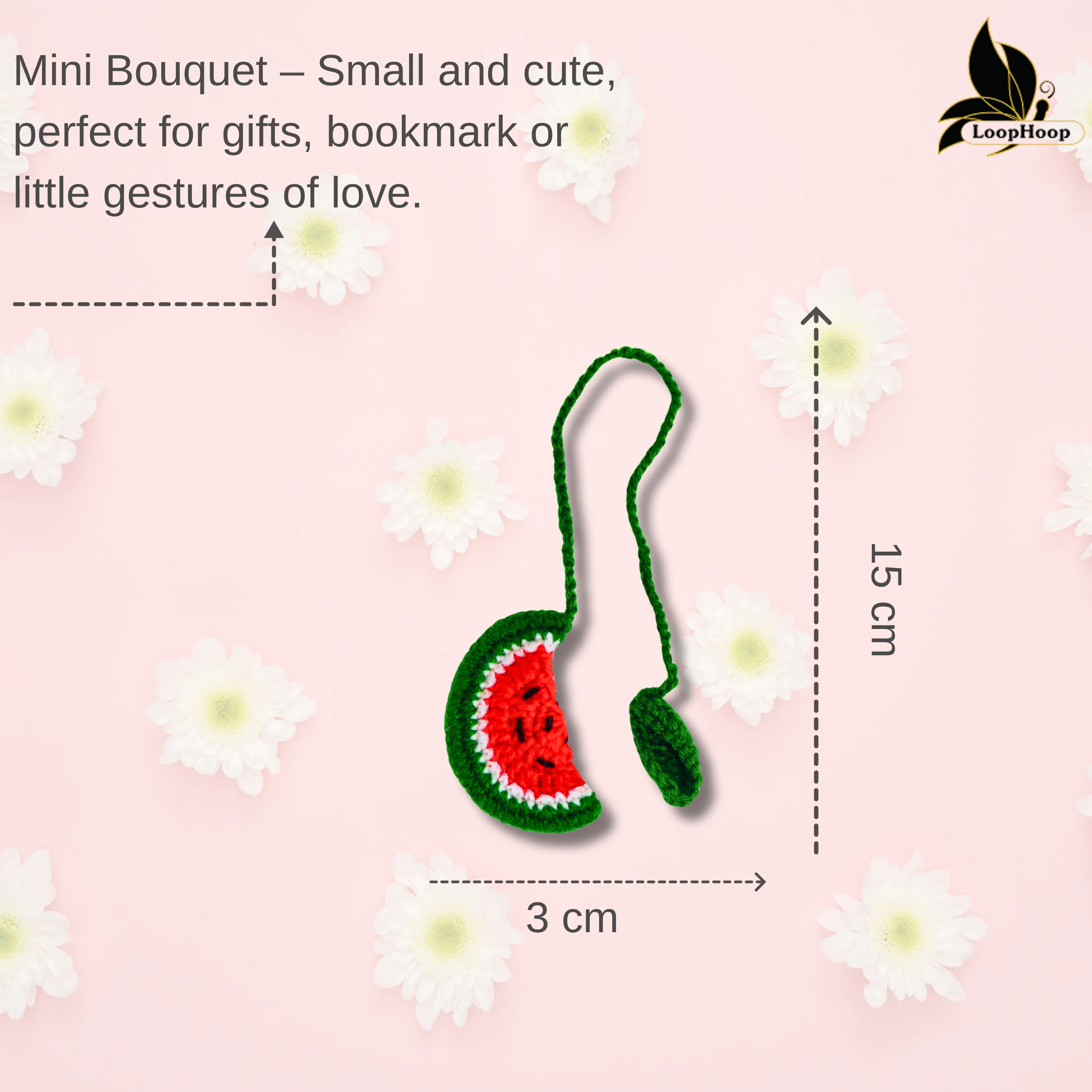 Crochet Handmade Watermelon Bookmark (1 steam) - Image 3