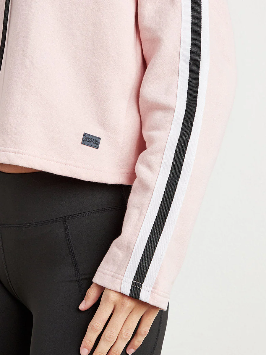 Cropped Hoodie With Contrast Striped Sleeve - Image 4