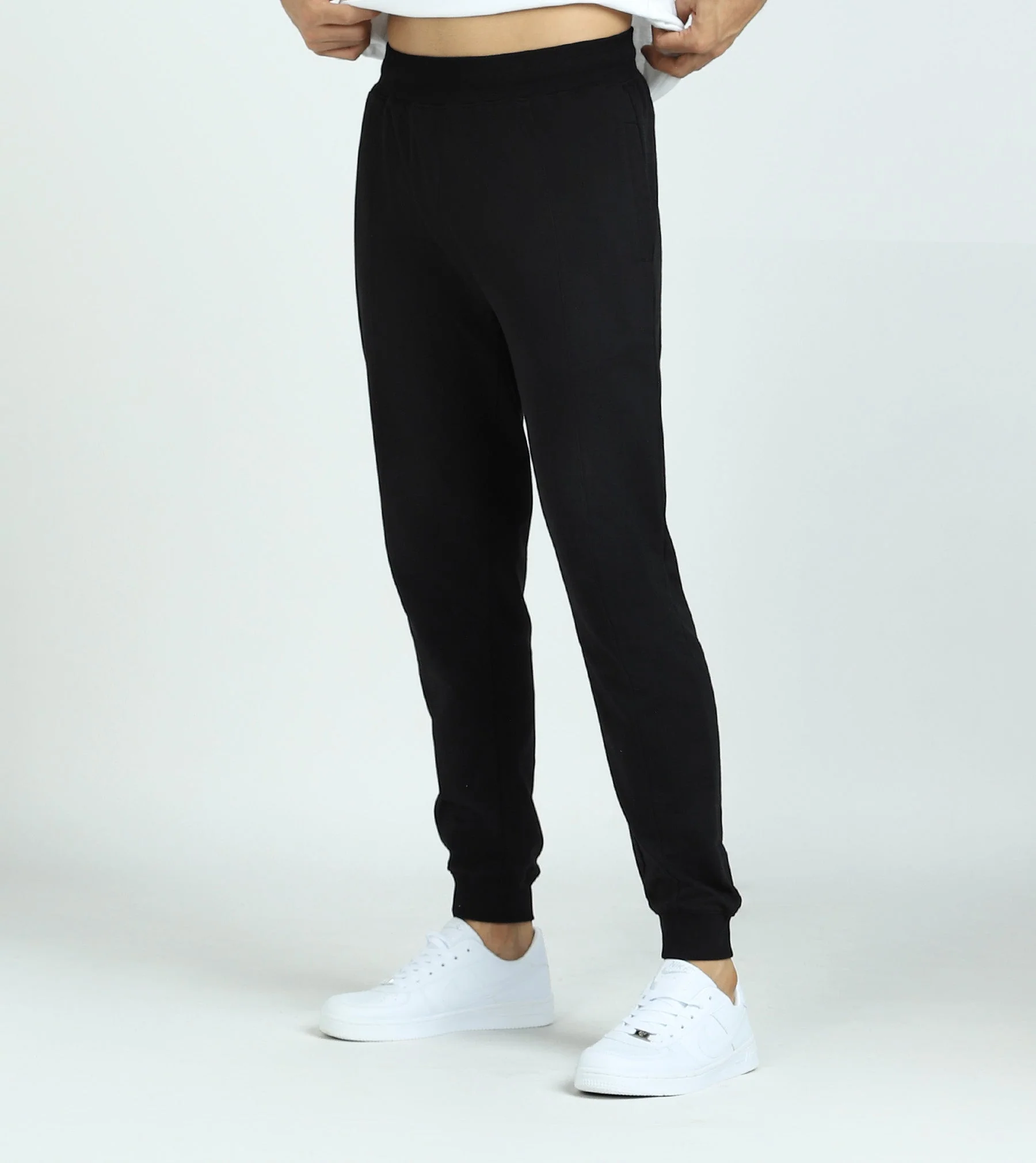 Cruze French Terry Cotton Hoodie and Joggers Co-Ord Set Pitch Black - Image 3