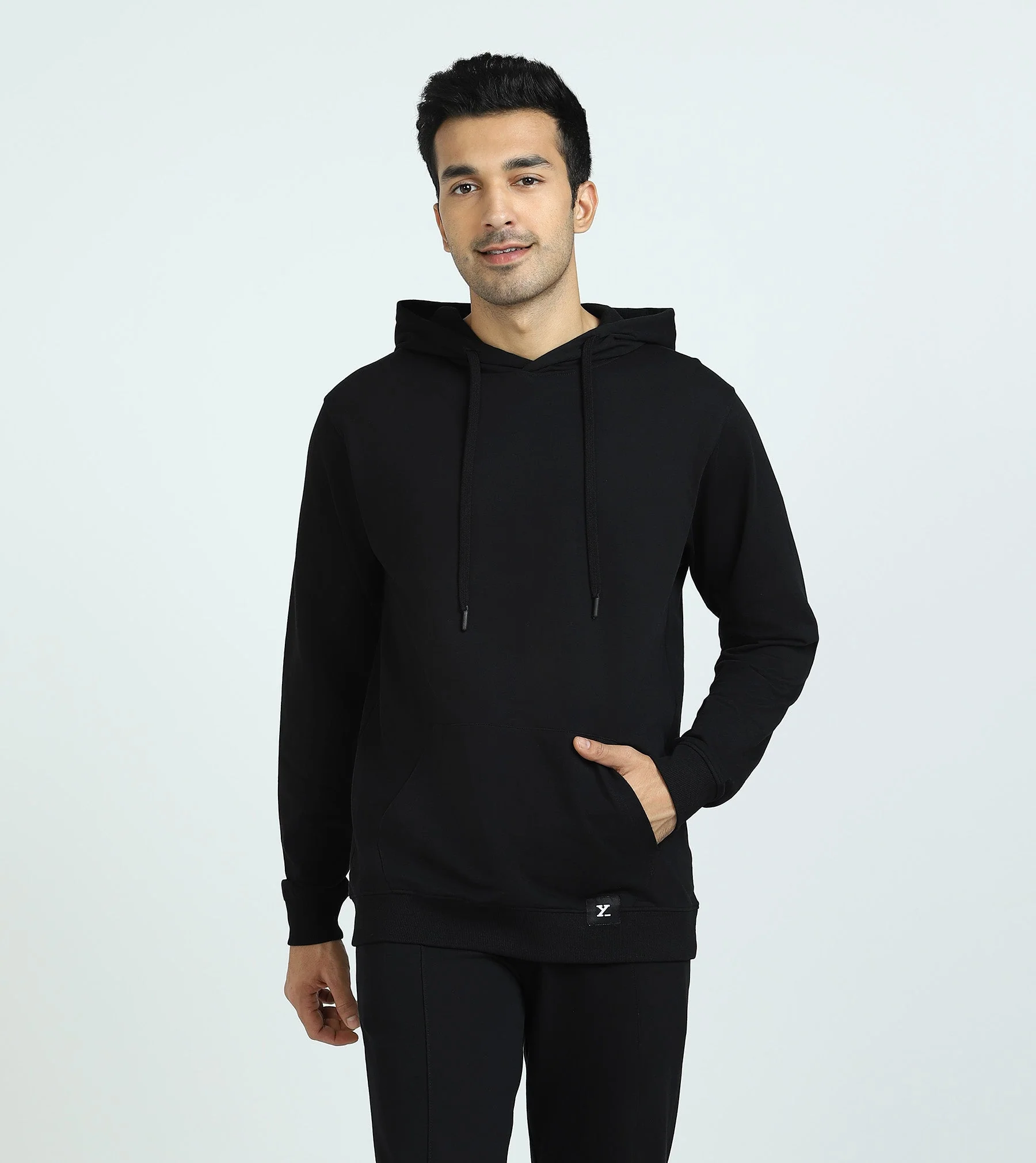 Cruze French Terry Cotton Hoodie and Joggers Co-Ord Set Pitch Black - Image 4