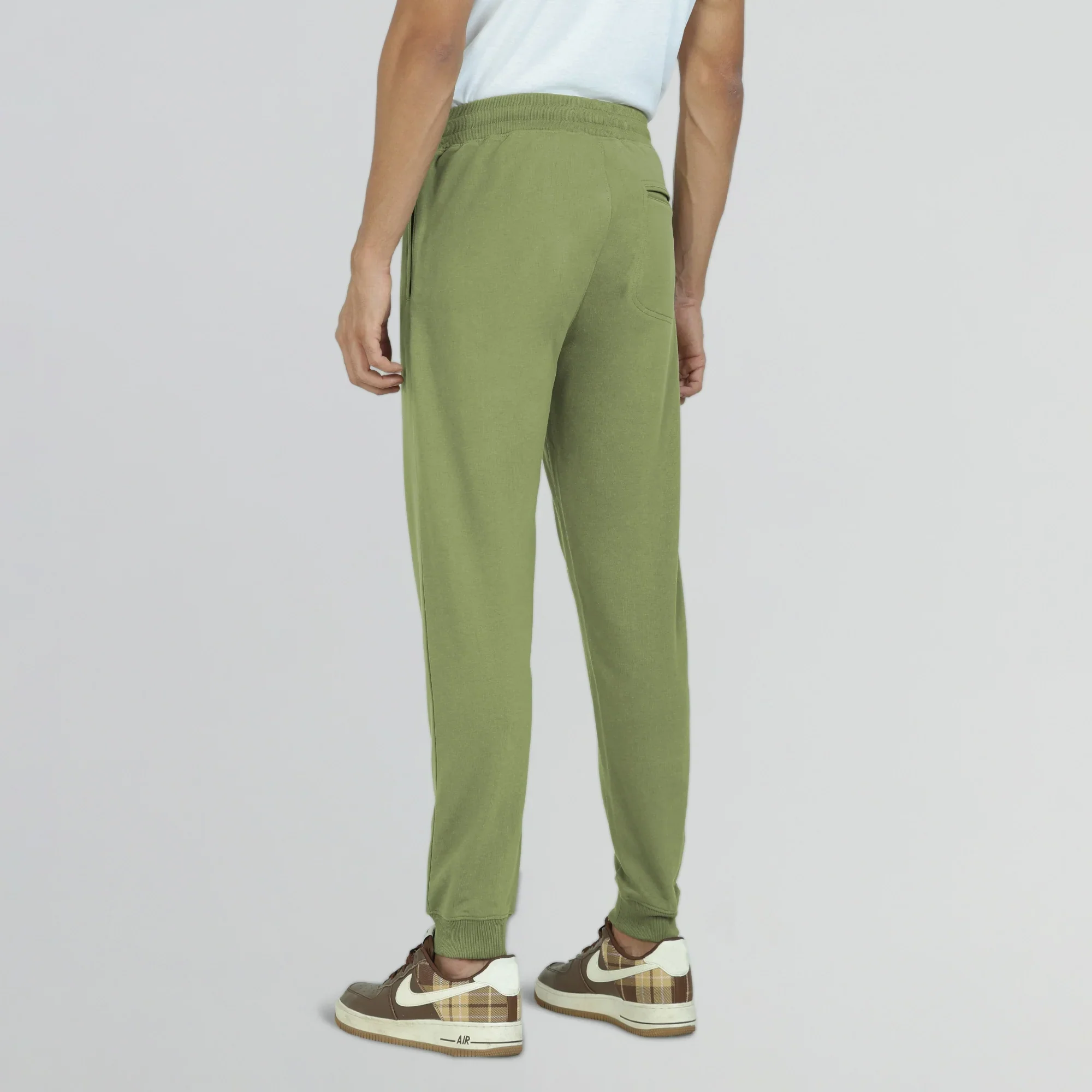 Cruze French Terry Cotton Joggers Olive Green - Image 3