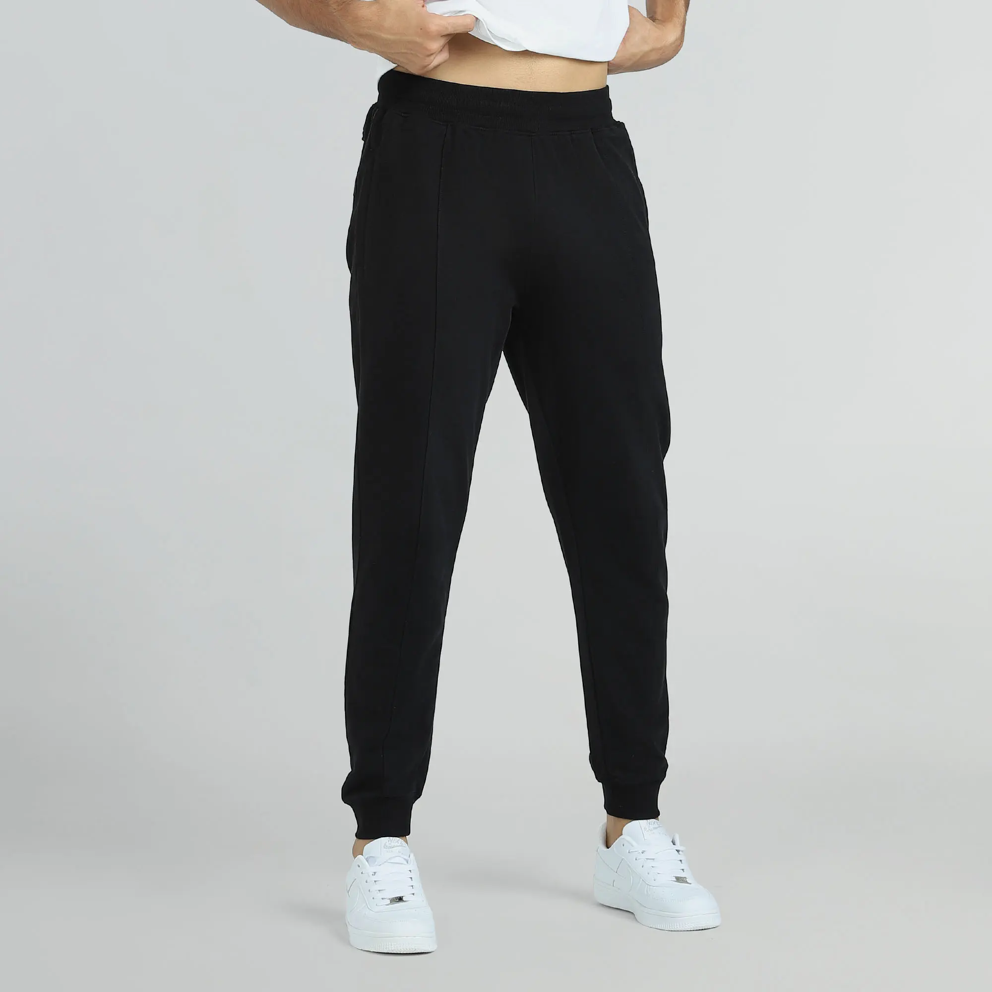 Cruze French Terry Cotton Joggers Pitch Black - Image 2