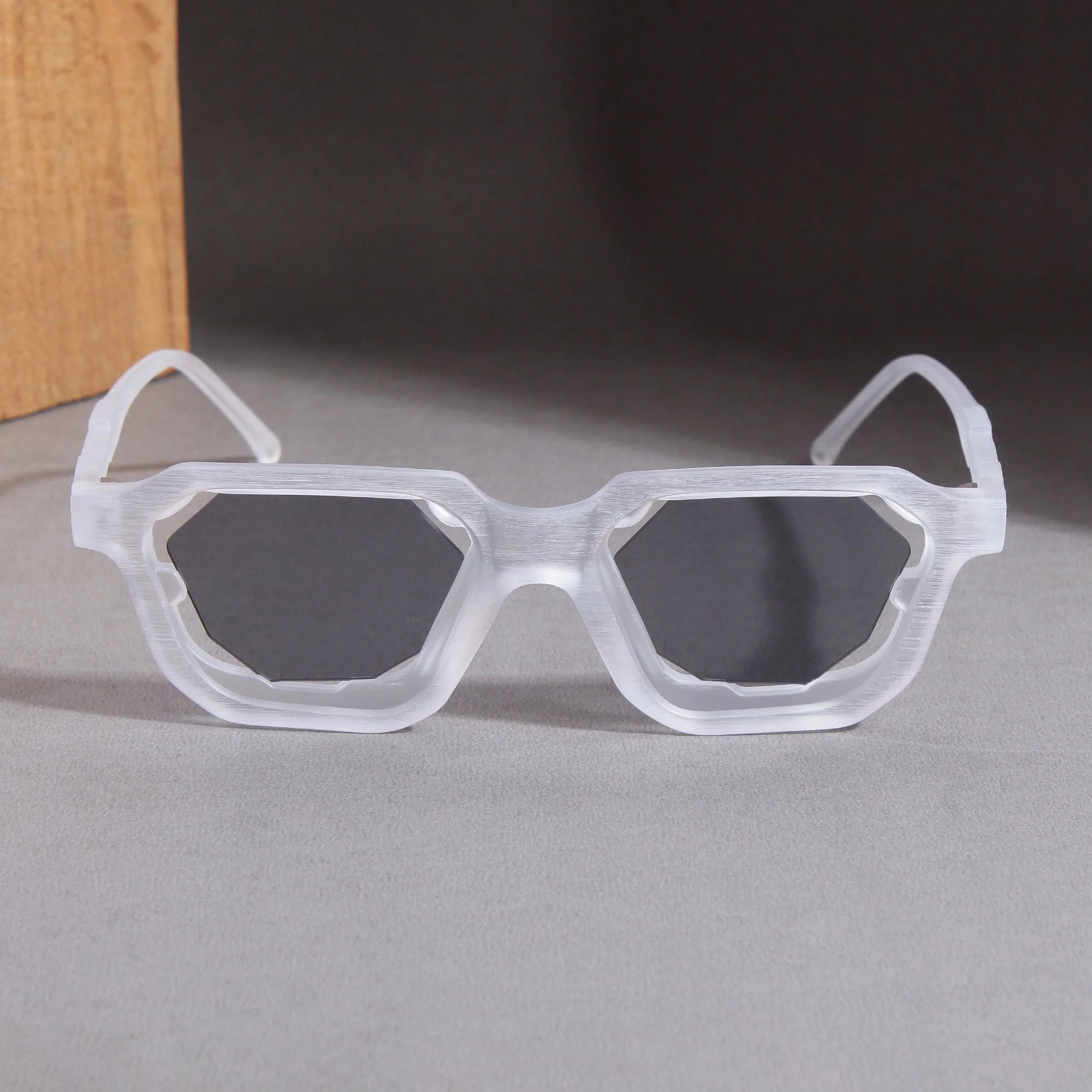 Crystal Clear Black Square Sunglasses - Image 2