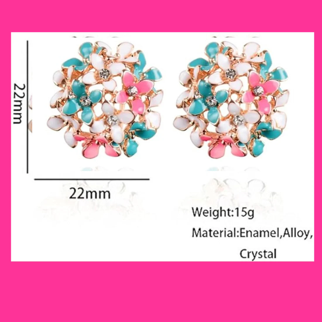 Crystal Flower Clover Stud Earrings For Women And Girl (Black & White And Multicolour) - Image 6