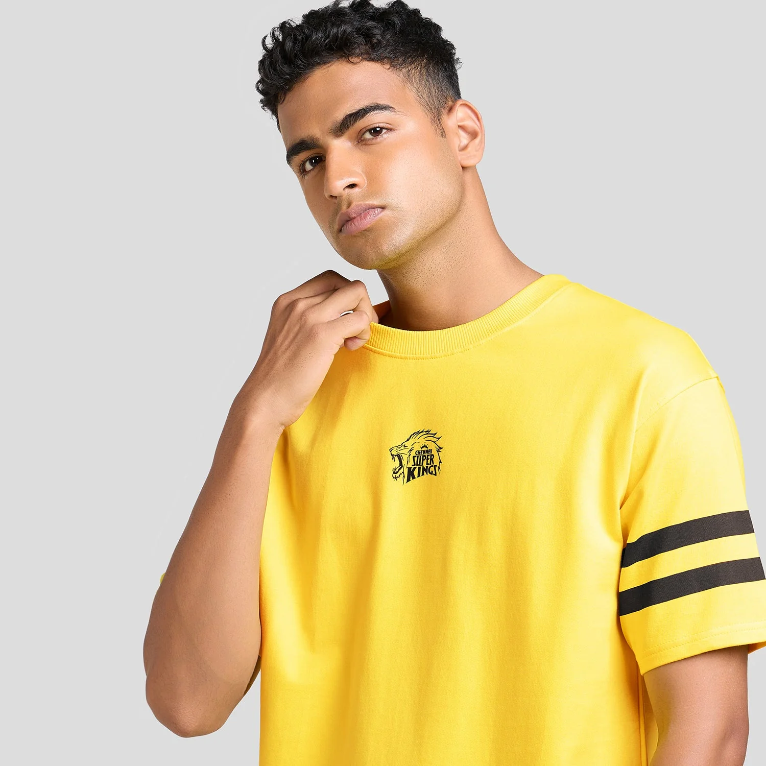 CSK X Boldfit Oversized Tee for Men - Yellow, Rutu31 - Image 5