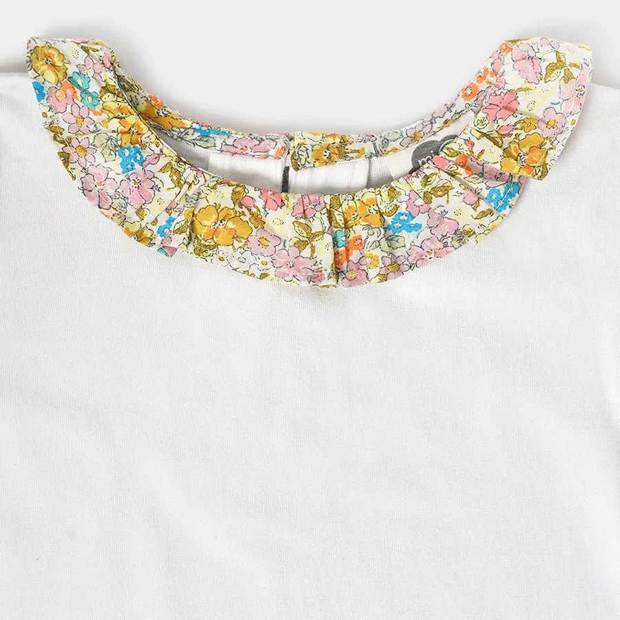 Cuddle White Baby Girl Top With Skirt Set - Image 4