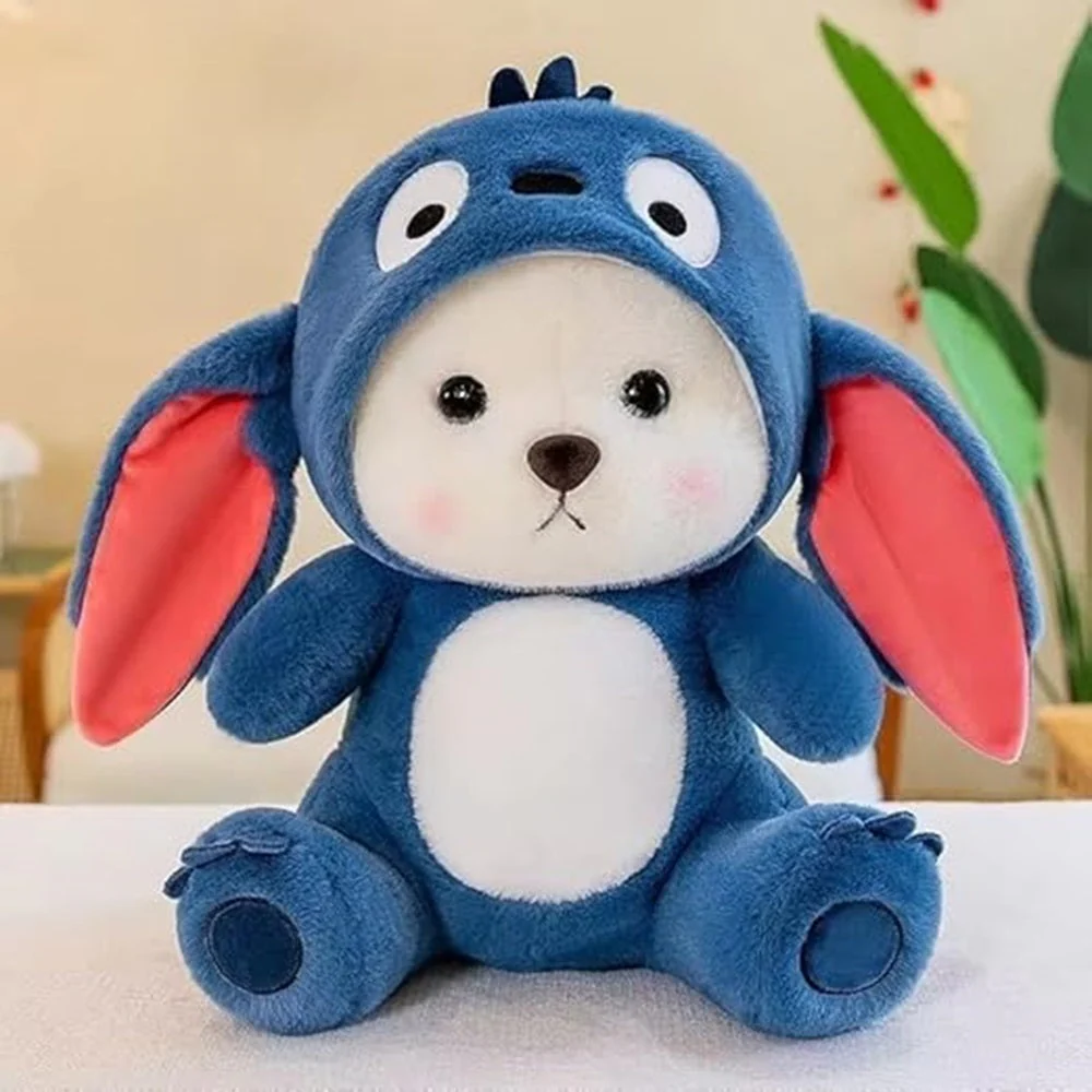 CuddleNest 30 cm Plush Teddy Bear in Blue Animal Costume with Big Ears – Soft and Huggable Stuffed Toy for Kids, Perfect for Gifting & Decor
