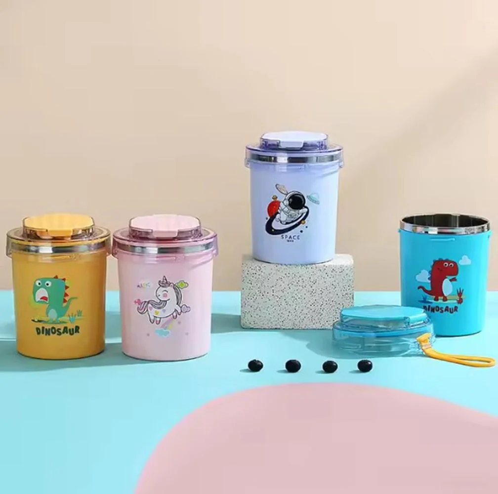 CuddleNest 530ml Stainless Steel Insulated Food Jar | Cartoon Soup Cup for Hot & Cold Meals | Kids School Tiffin | Travel Lunch Container - Image 8