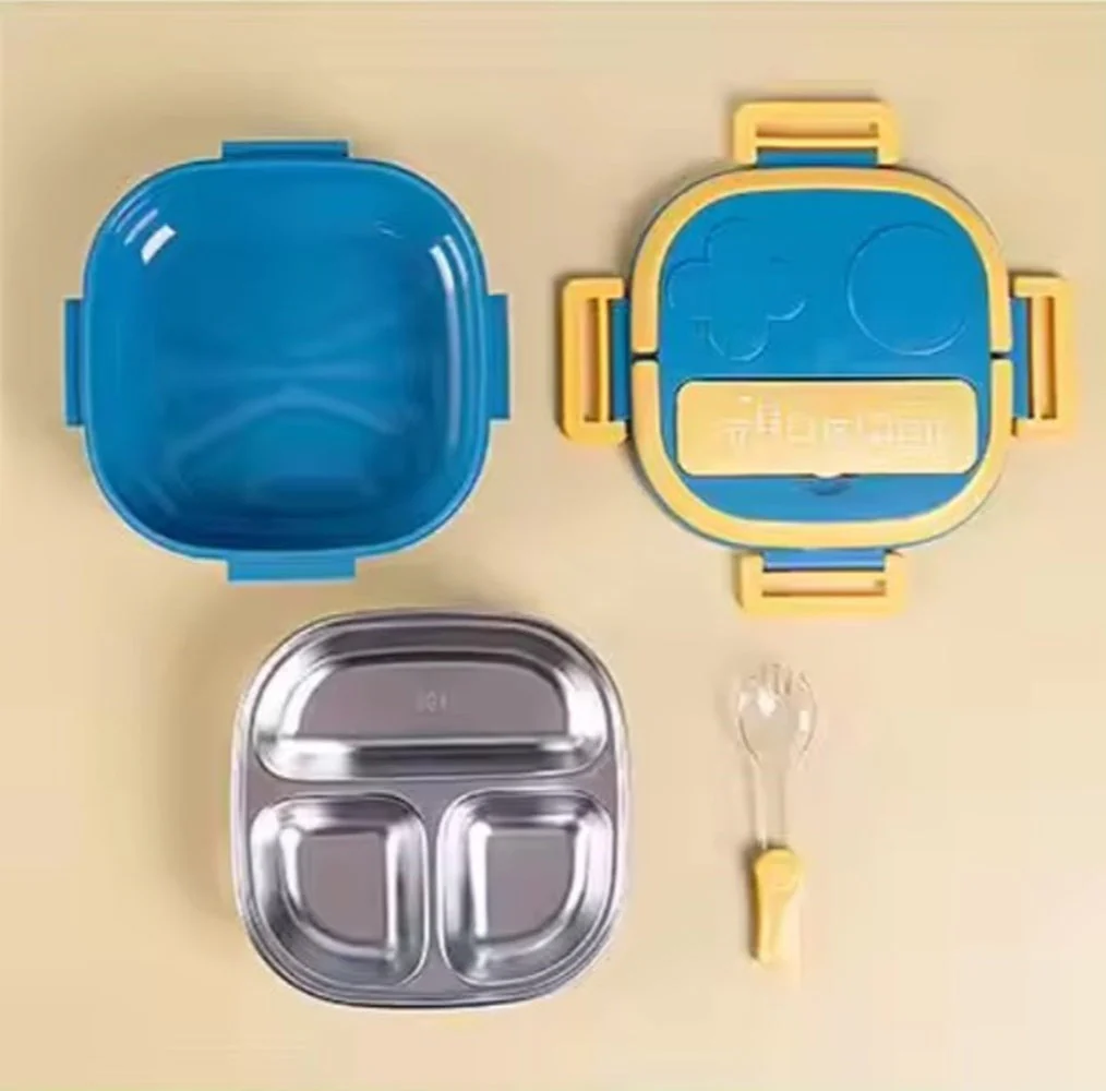 CuddleNest Bento Lunch Box for Kids – Stainless Steel 3-Compartment Lunch Set with Spoon & Fork | Colorful, Leakproof, BPA-Free, Dishwasher Safe | Ideal Tiffin for School Children - Image 6