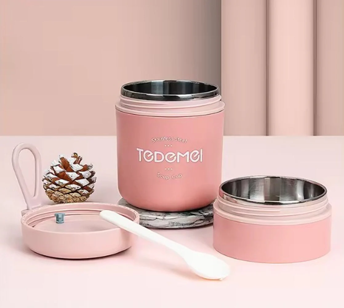 CuddleNest Insulated Stainless Steel Soup Cup Lunch Box 710 ml | Leakproof 2 Compartment Food Jar with Spoon for Office, School and Travel - Image 5