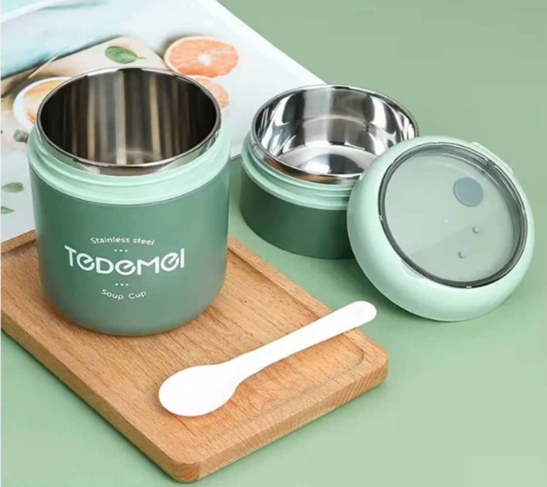 CuddleNest Insulated Stainless Steel Soup Cup Lunch Box 710 ml | Leakproof 2 Compartment Food Jar with Spoon for Office, School and Travel - Image 6