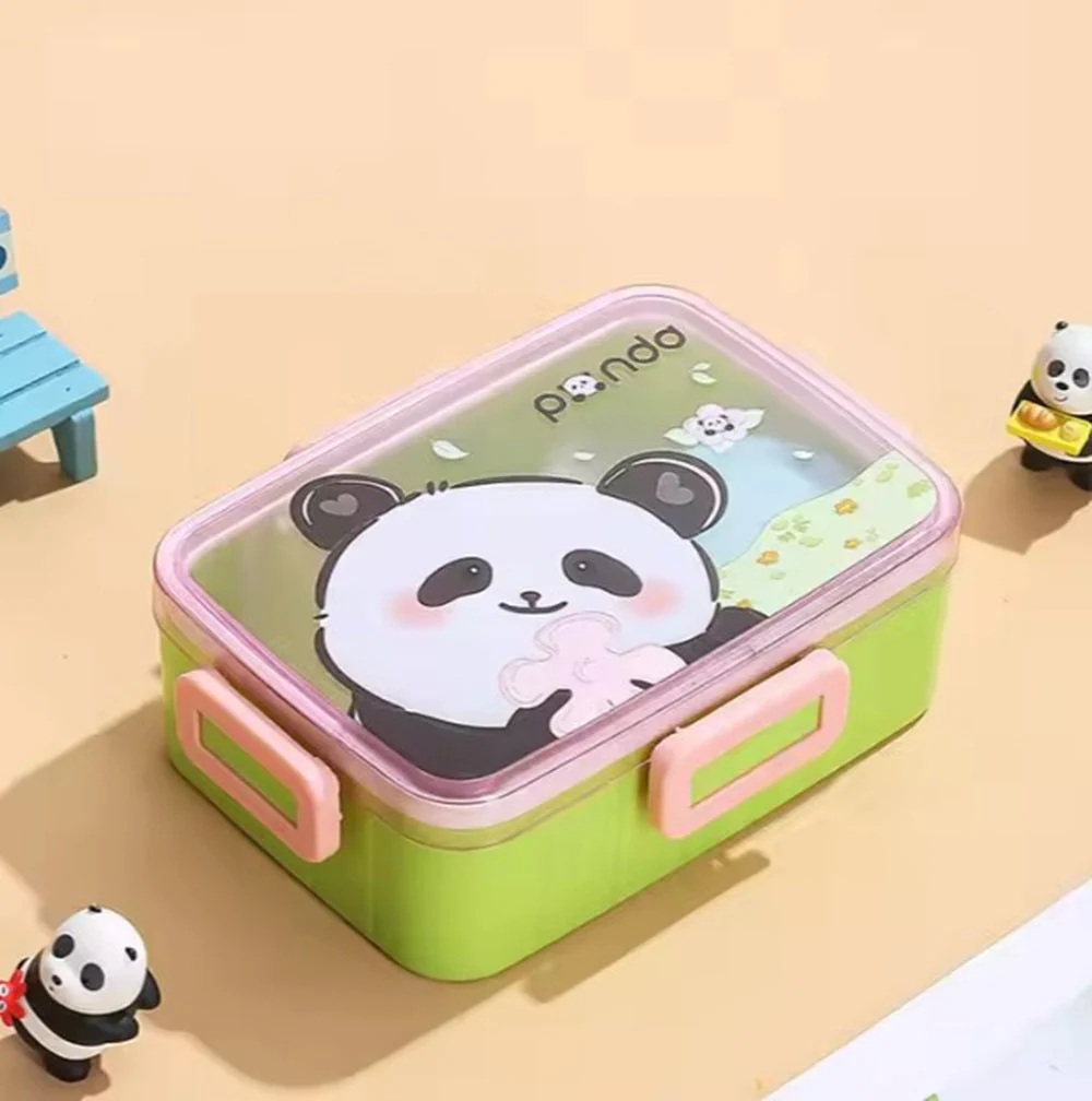 CuddleNest Kids Cartoon Lunch Box – 600ml + 100ml Stainless Steel Tiffin with Extra Bowl | Leakproof, BPA-Free & Cute Designs (Dino, Unicorn, Panda, Space) - Image 3