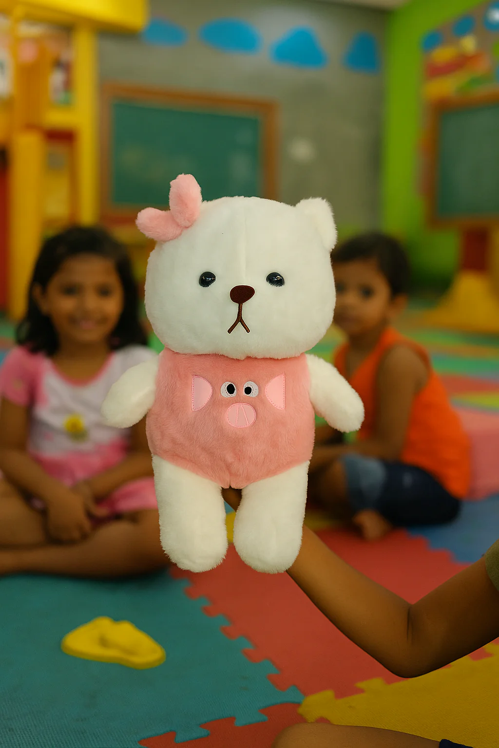 CuddleNest Plush Strawberry Lily Teddy Bear | White & Pink Soft Stuffed Toy with Ribbon for Kids & Girls | 35 CM - Image 8