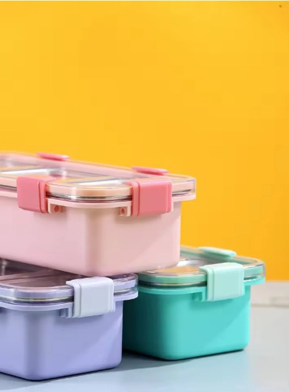 CuddleNest Premium 3-Compartment Stainless Steel Snack Box | Leak-Proof & BPA-Free Solid Food Container | Dishwasher Safe | Perfect for Kids, School, Office & Travel (650ml) - Image 15