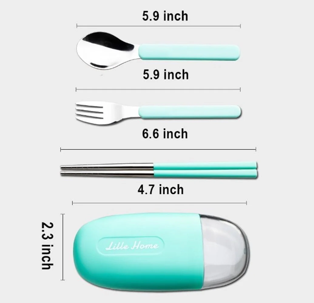 CuddleNest Reusable Stainless Steel Utensil Set | Fork Spoon Chopsticks with Compact Storage Case | Lightweight for Kids | School | Office | Travel-Friendly Cutlery - Image 9