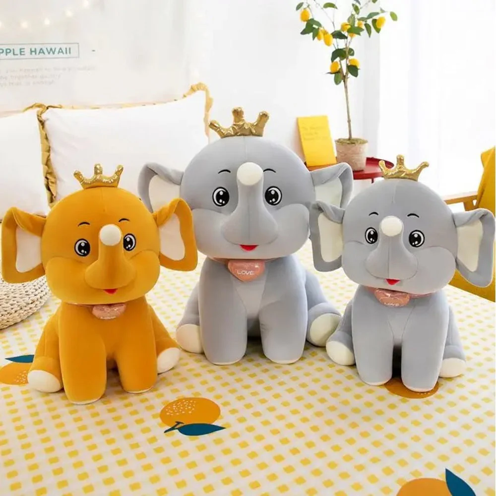 CuddleNest Royal Yellow Elephant Plush Toy with Crown, 30 cm, Soft Stuffed Animal, Nursery Décor Gift - Image 4