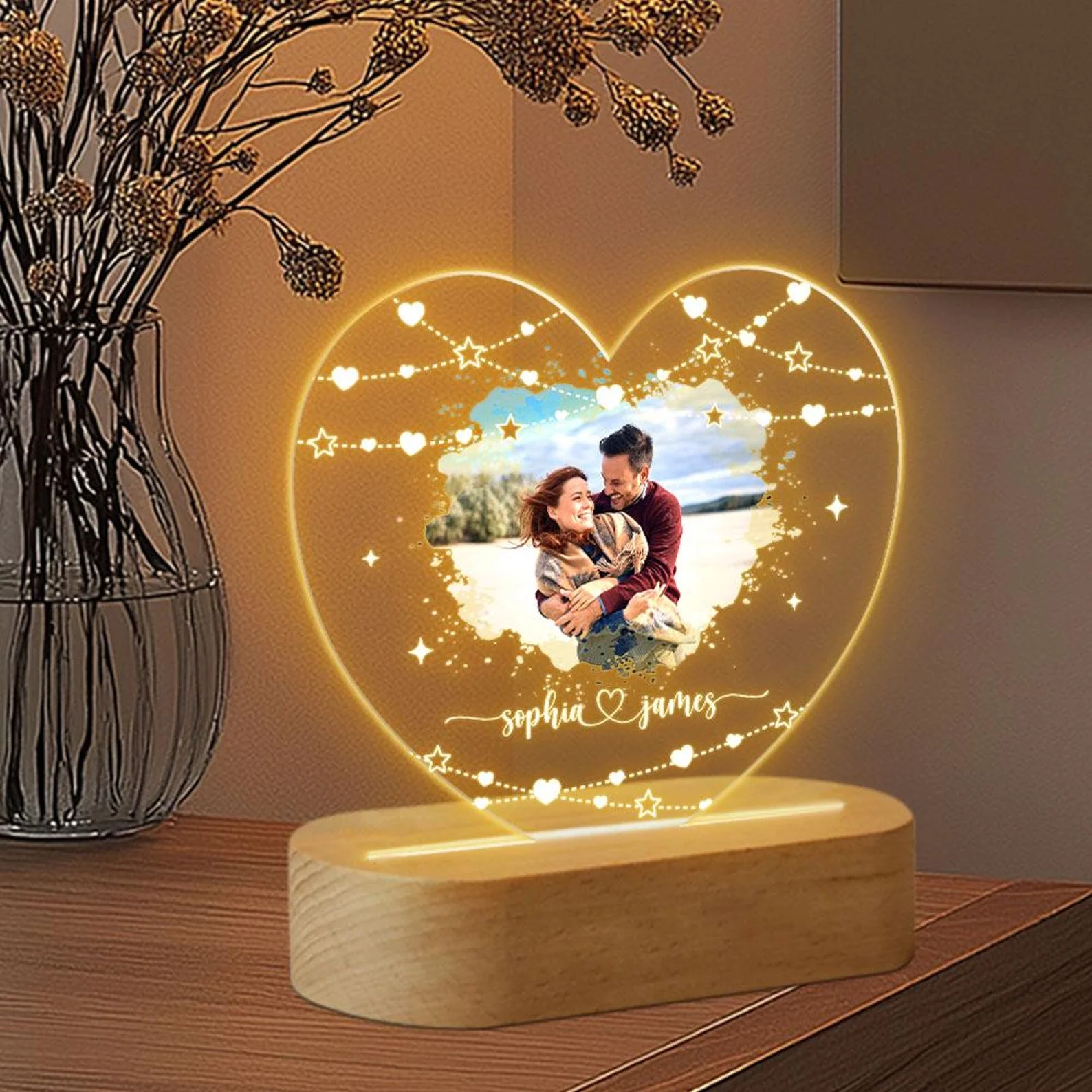 Custom photo Night Light as Valentines Day Gift - Anniversary Gifts - Image 4
