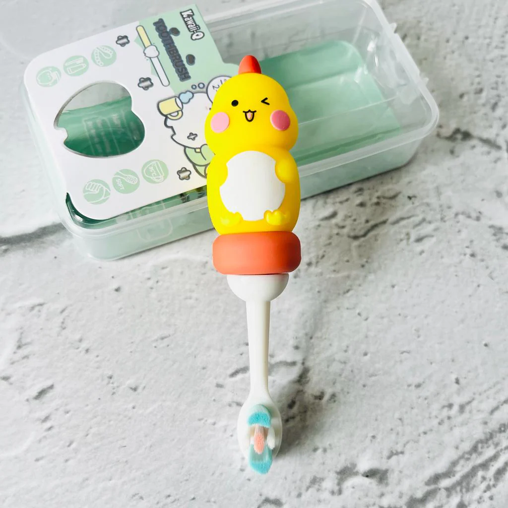 Cute 3D Cute Dino Shape Microfiber Soft Bristles Toothbrush with Travel Case for Kids Age 2+ (Pack of 1) - Image 2
