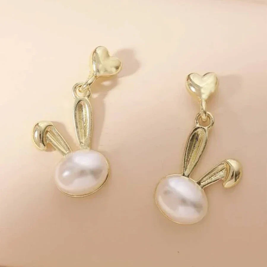 Cute Bunny White Drop Earring - Image 5