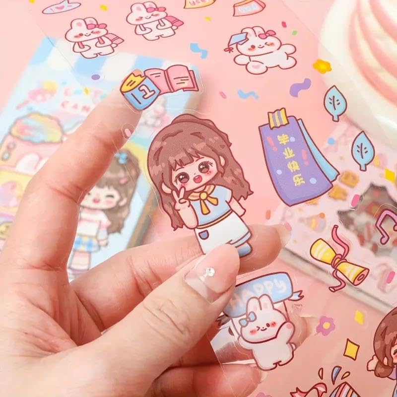 Cute Cartoon Washi Stickers – 40x8 cm Sheets - Image 4