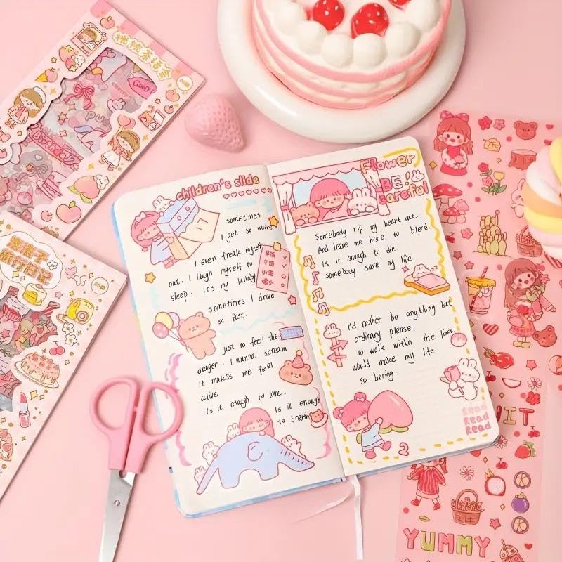 Cute Cartoon Washi Stickers – 40x8 cm Sheets - Image 5