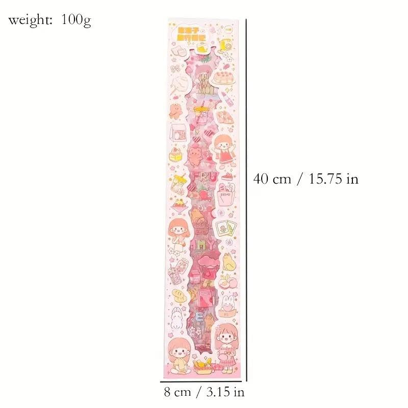 Cute Cartoon Washi Stickers – 40x8 cm Sheets - Image 6
