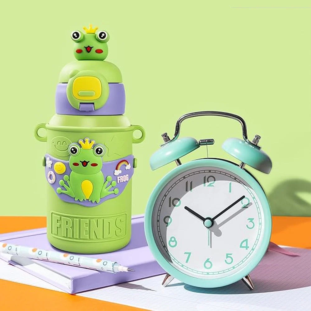 Cute Frog Friends Kids Water Bottle – 450ml, Vacuum Insulated, Leak-Proof, Steel Inside with Straw & Sipper – Ideal for School, Playdates & Gifting - Image 8