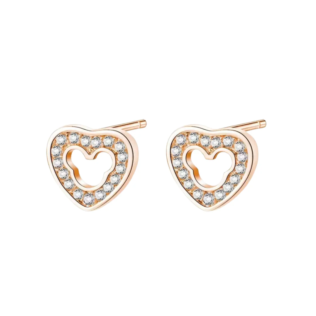 Cute Simple Design Cubic Zirconia Heart-Shaped Stud Earrings For Women/Girls, Zircon Alloy Love Shape Earring - Image 8