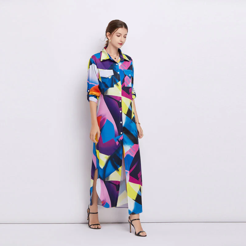 Dakota Printed Long Shirt Dress - Image 2