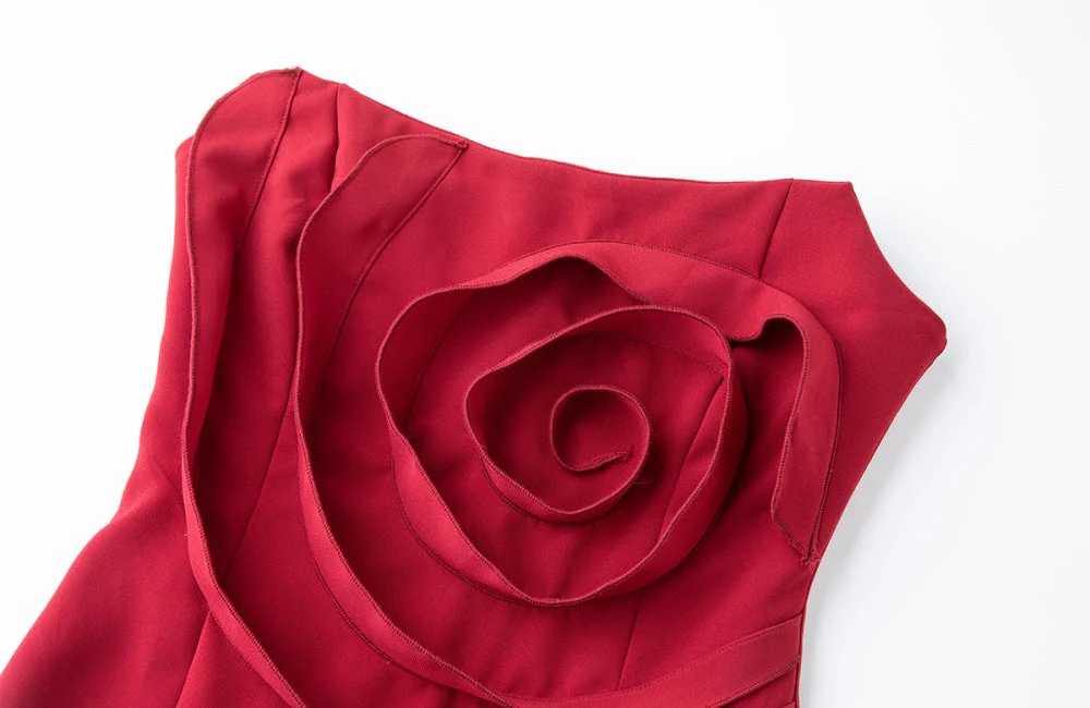 Daphne Rose Details Strapless Slit Midi Dress - Image 6