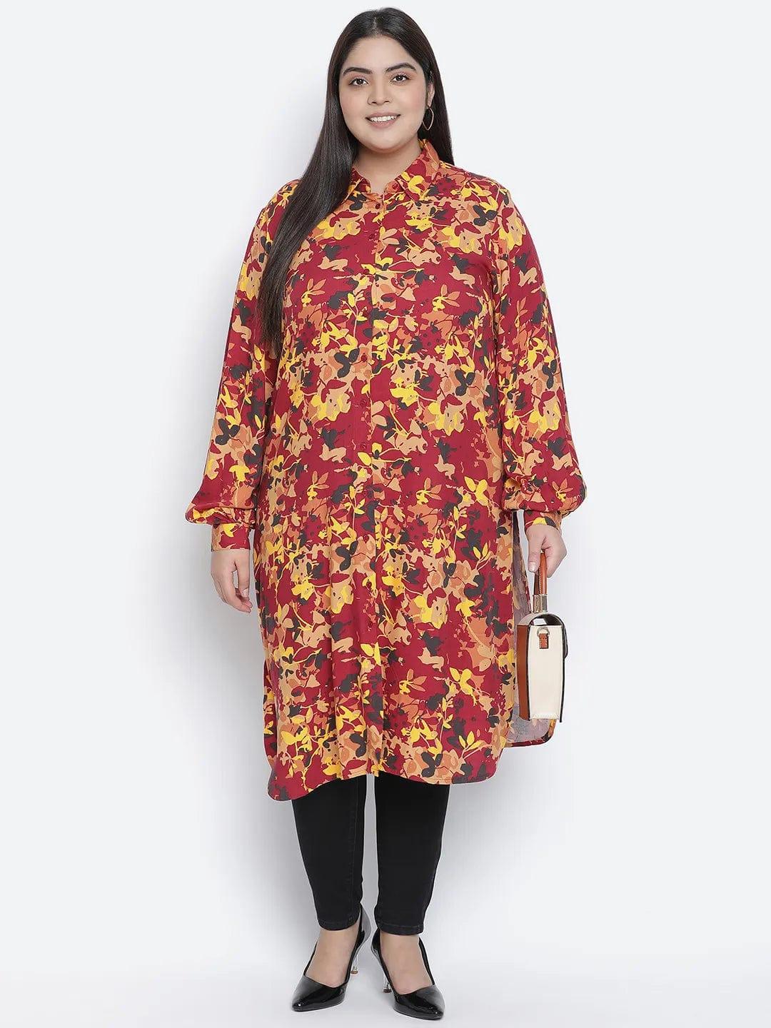 Dareing Floral Print Multicolor Plus Size Women Tunic. - Image 7