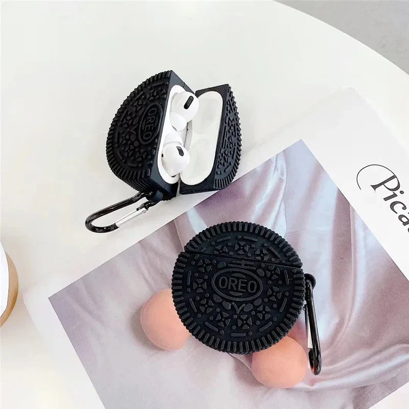 Dark Brown Cookie AirPods Case – Limited Edition Silicone Cover with Hook by Coverner India