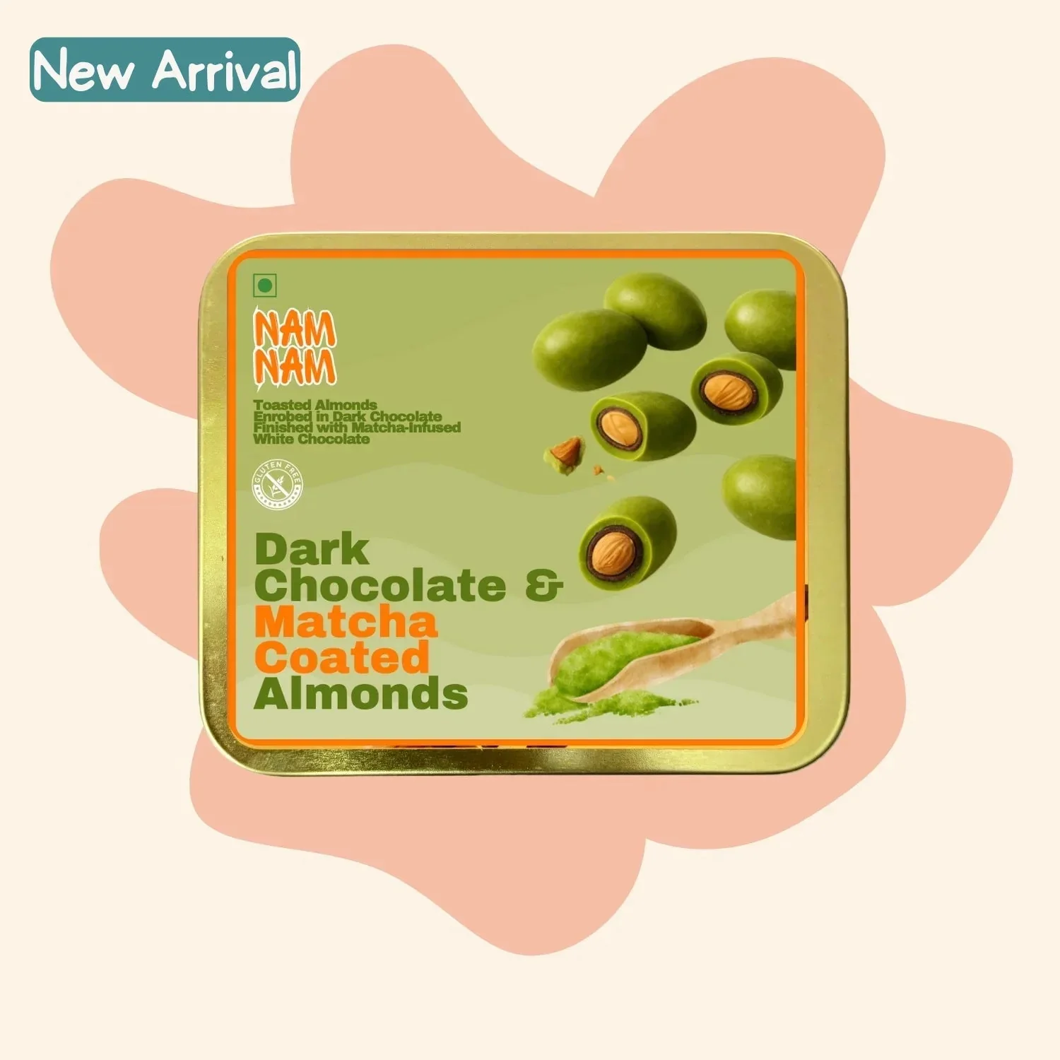 Dark Chocolate & Matcha Coated Almonds-Dipped In Belgian Couverture - Image 8